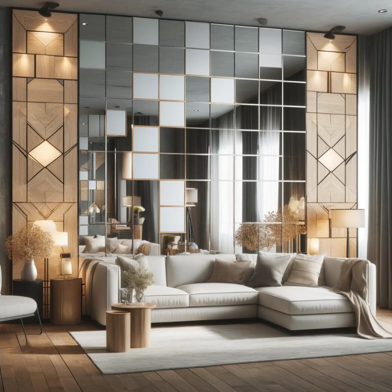 Mirror and Wood Wall Panelling