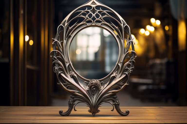 Architectural photograph of an Art Nouveau mirror with intricate