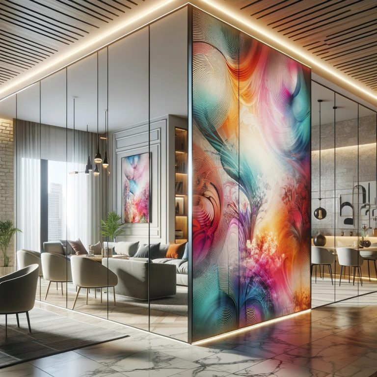 printed glass wall panelling